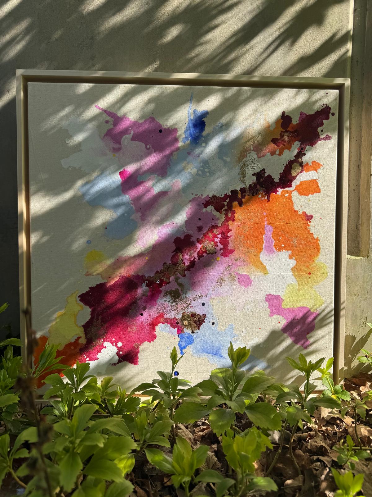 Goldspur, 2026, Acryl und Gold auf roher Baumwollleinwand, Ansicht 4
